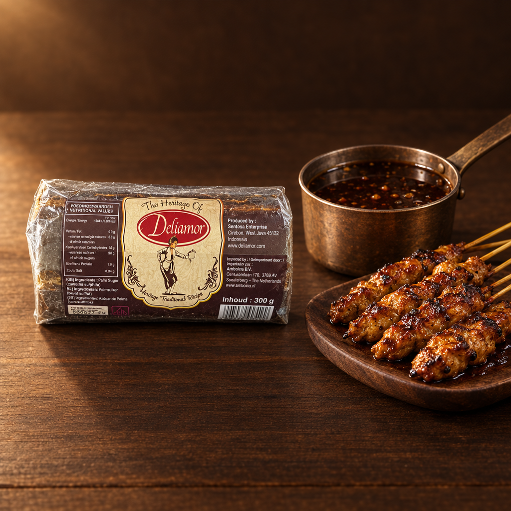 Deliamor Gula Jawa 300 g – Packung mit süßer Sojasauce-Marinade und Sate