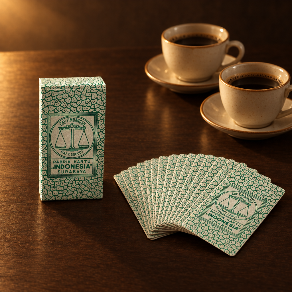 Kartu Gaple / Domino Set – Spielkarten beim Spieleabend mit Kaffee