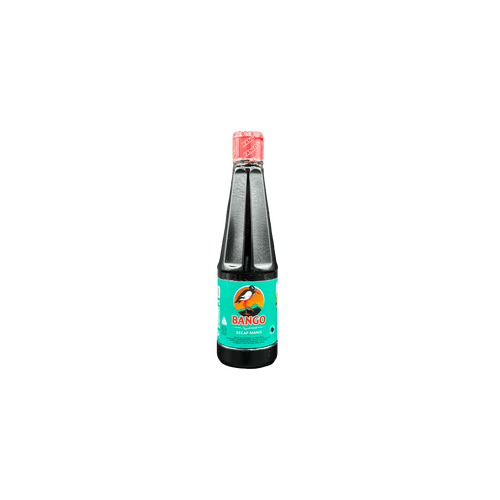 Nesia Food Bango Kecap Manis, dunkle süße Sojasoße in Flasche, typisch für indonesische Küche, sichtbar in der Verpackung