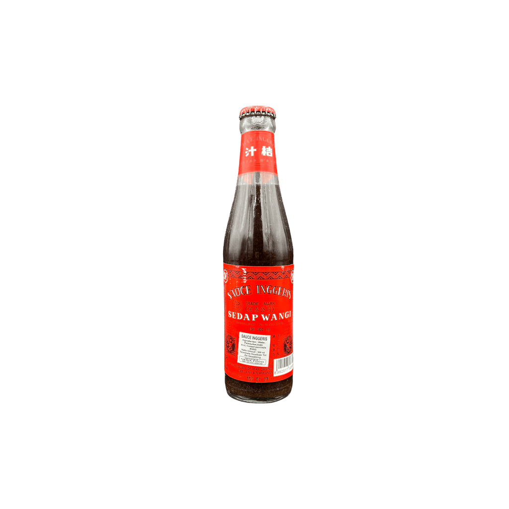 Nesia Food Sedap Wangi Saos Inggris in Flasche, würzige britische Sojasauce für Gerichte, Lebensmittel, Nahaufnahme