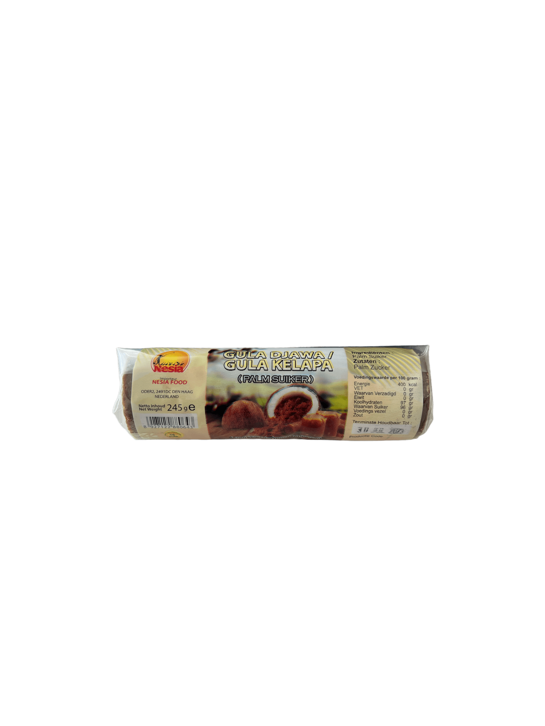 Nesia Palmzucker Gula Merah, natürlicher palmzucker in Paketen, für Süßspeisen und Getränke, in Originalverpackung.