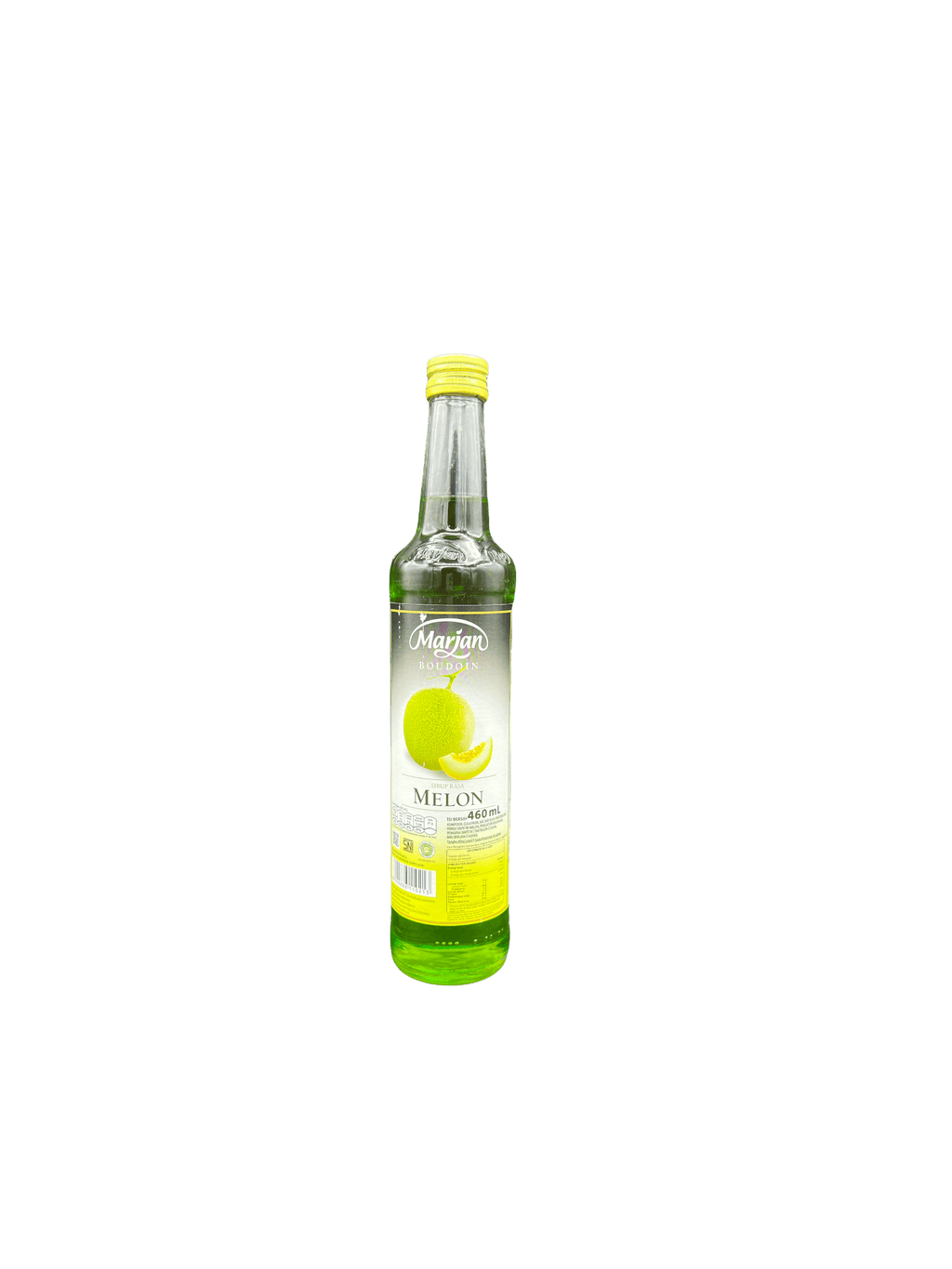 Nesia Food Marjan Sirup Melone in Flasche, süßer Frucht-Sirup für Getränke und Desserts, transparente Flasche mit gelbem Sirup