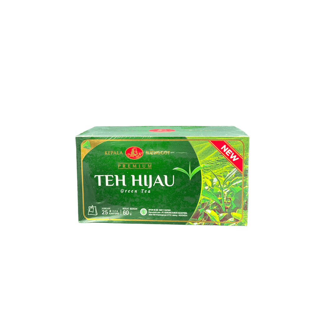 Kepala Djenggot Teh Hijau von Nesia Food, grüner Tee in einer Teekanne mit grünen Blättern, für Tees & Aufgüsse