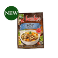 Bamboe Bumbu Sop Gewürzpaste von Oriental Merchant in einer weißen Schüssel, frische Kräuter und Gewürze sichtbar