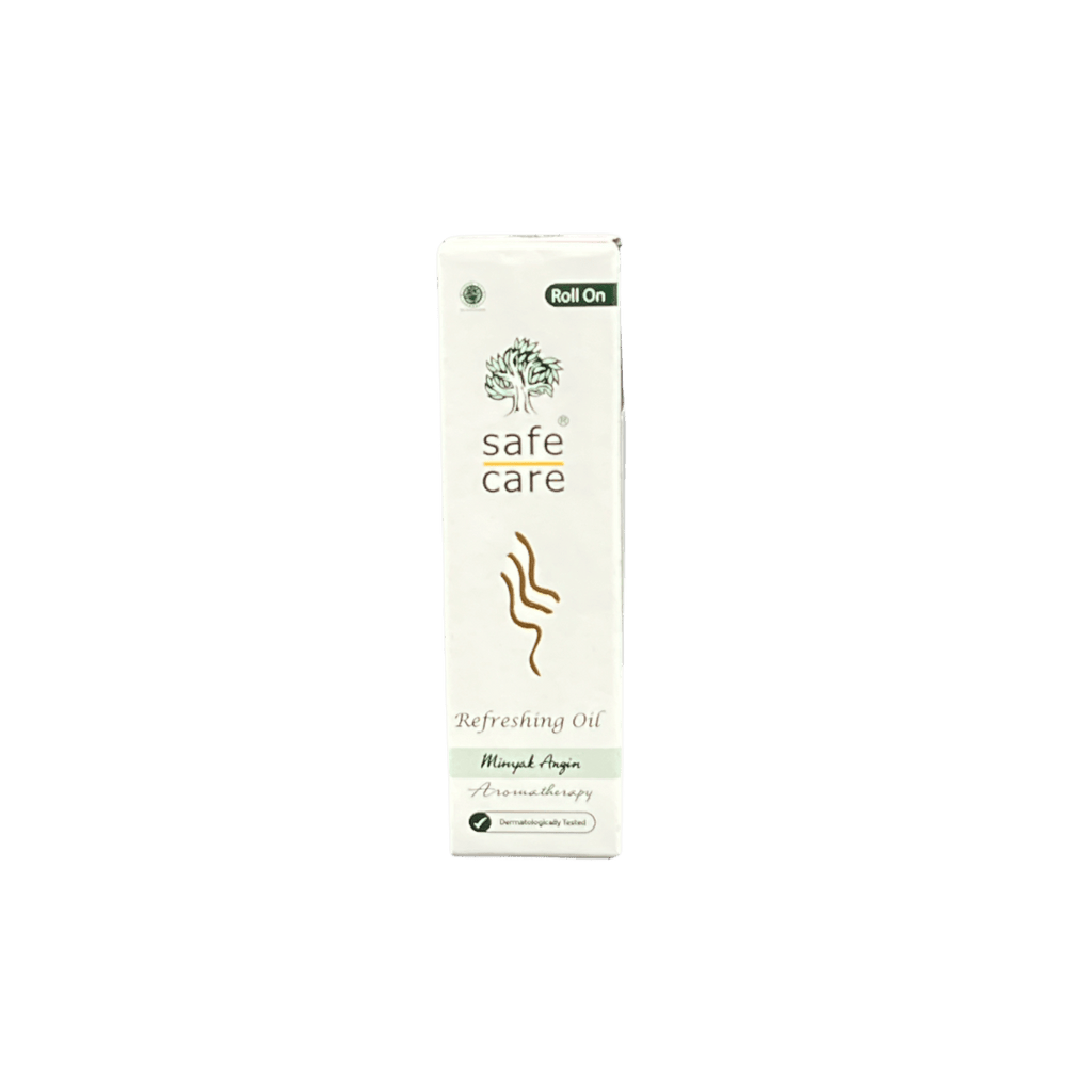 Nesia Safe Care Aroma Therapy, nicht-lebensmittel, mit aromatischen Ölen, sichtbare Flasche und Verpackung auf weißem Hintergrund