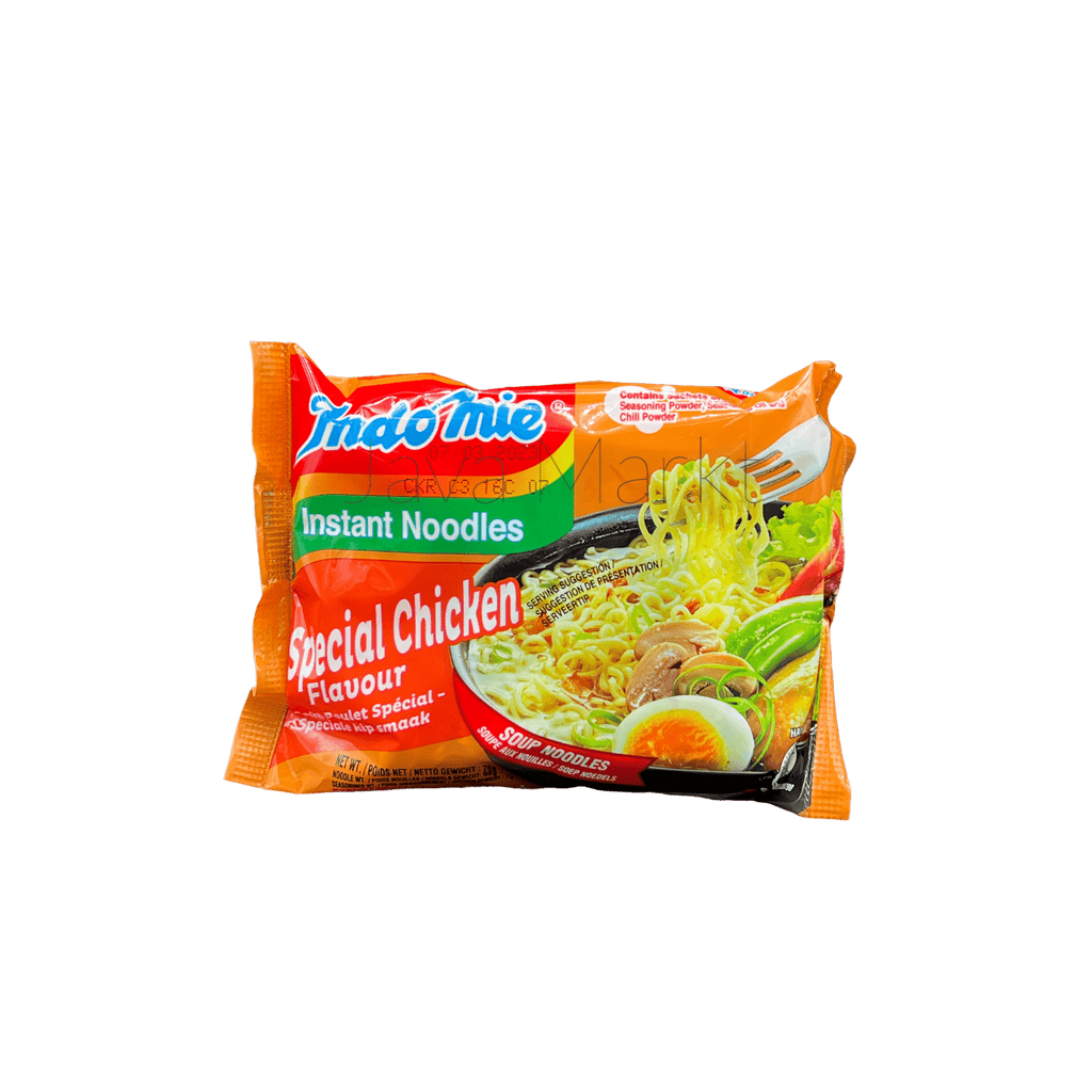Vanka Kawat Instant-Nudeln Indomie Ayam Special in einer Schüssel mit Nudeln und Gewürzen, fertiges Gericht, authentischer Geschmack
